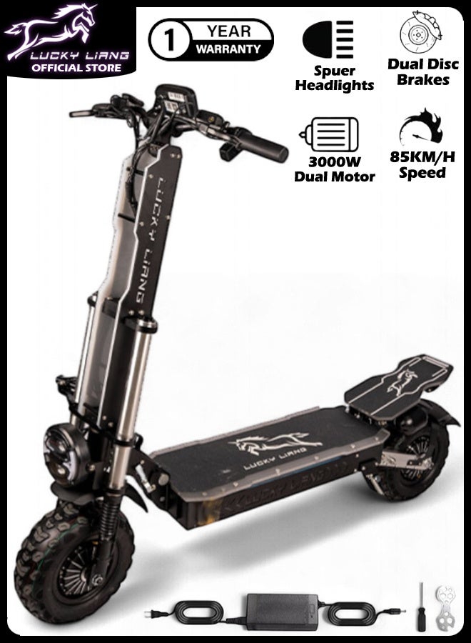 Lucky Liang Lucky Liang L6 High-Performance Folding Electric Scooter, 6000W Dual Motor, 60V 40AH Battery, 85 KM/H Max Speed, 90KM Range, 13 Inches Off-Road Tires and Bluetooth Speaker - Image 1
