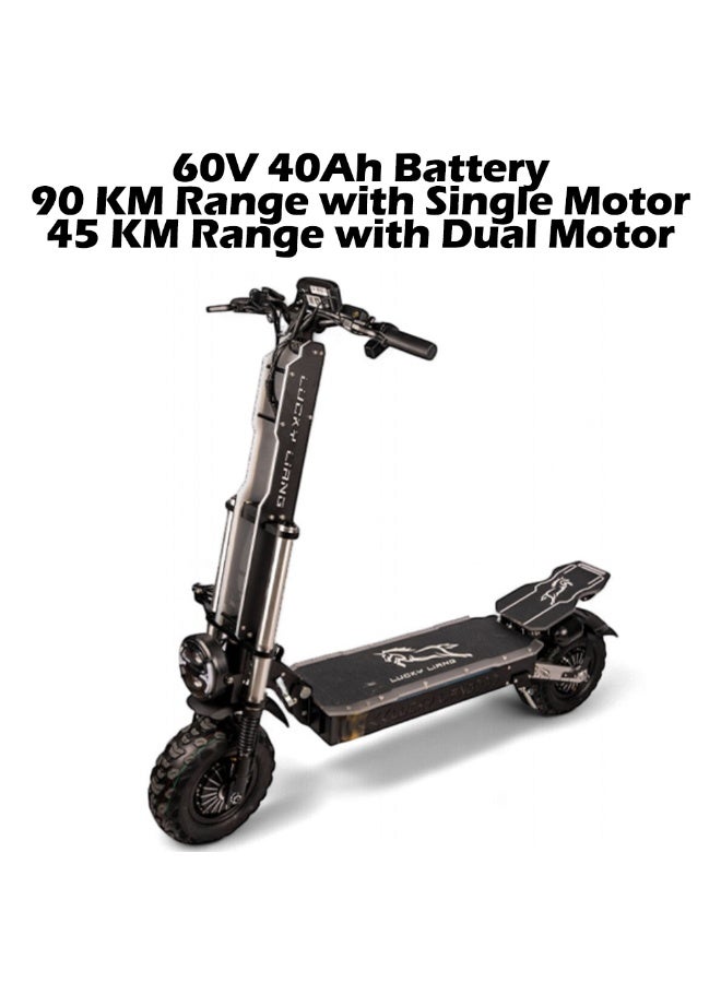 Lucky Liang Lucky Liang L6 High-Performance Folding Electric Scooter, 6000W Dual Motor, 60V 40AH Battery, 85 KM/H Max Speed, 90KM Range, 13 Inches Off-Road Tires and Bluetooth Speaker - Image 3