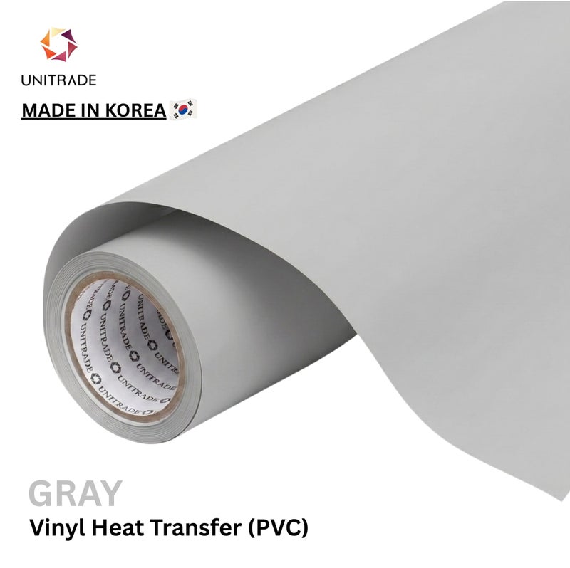 يونيترايد UNITRADE® رول فينيل نقل حراري Easy Cut (PVC) باللون الرمادي / متوافق مع Cricut وSilhouette وآلات القص الاحترافية / معتمد CPSIA / صنع في كوريا - Image 1
