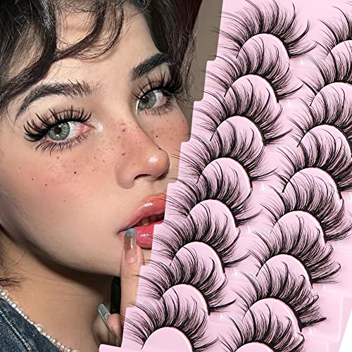 GVEFETIEE False Eyelashes Fluffy Faux Mink Lashes Wispy Fairy Cat Eye Lashes Spiky Strip Lashes Extension Natural Volume Fake Lashes Pack by GVEFETIEE 8 Pairs Black - Image 5