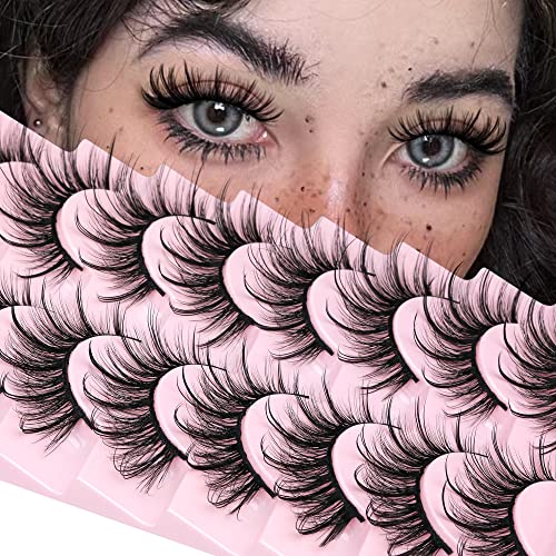GVEFETIEE False Eyelashes Fluffy Faux Mink Lashes Wispy Fairy Cat Eye Lashes Spiky Strip Lashes Extension Natural Volume Fake Lashes Pack by GVEFETIEE 8 Pairs Black - Image 2