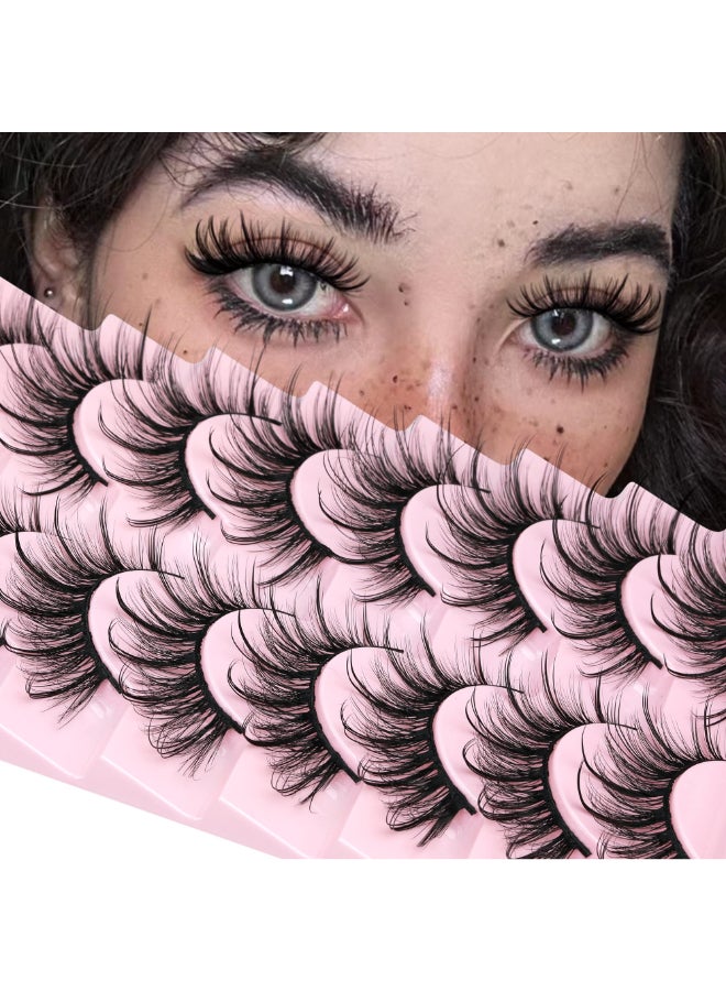 GVEFETIEE False Eyelashes Fluffy Faux Mink Lashes Wispy Fairy Cat Eye Lashes Spiky Strip Lashes Extension Natural Volume Fake Lashes Pack by GVEFETIEE 8 Pairs Black - Image 3