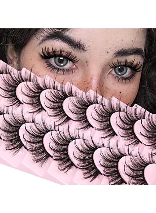 GVEFETIEE False Eyelashes Fluffy Faux Mink Lashes Wispy Fairy Cat Eye Lashes Spiky Strip Lashes Extension Natural Volume Fake Lashes Pack by GVEFETIEE 8 Pairs Black - Image 1