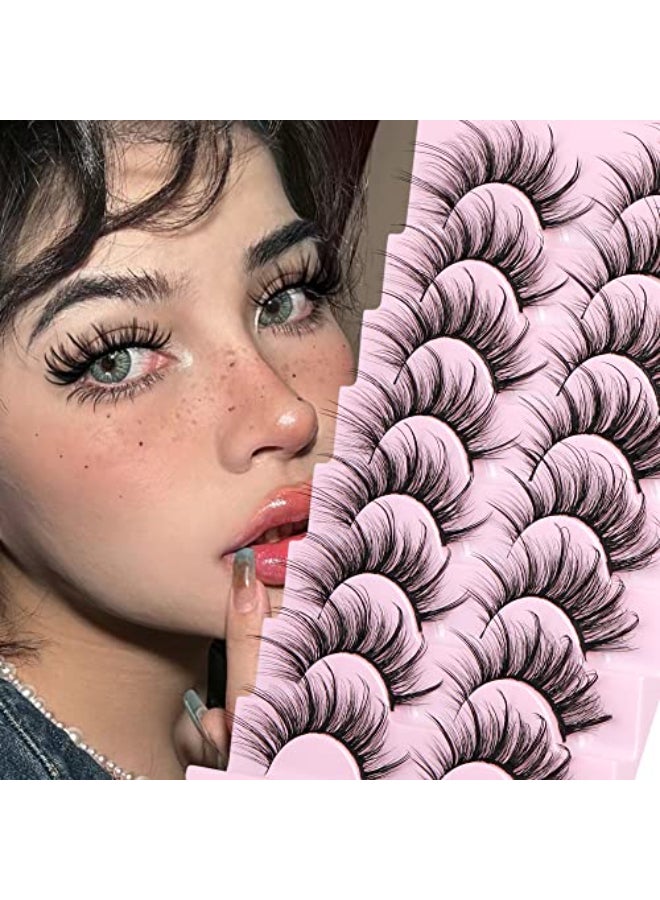 GVEFETIEE False Eyelashes Fluffy Faux Mink Lashes Wispy Fairy Cat Eye Lashes Spiky Strip Lashes Extension Natural Volume Fake Lashes Pack by GVEFETIEE 8 Pairs Black - Image 4