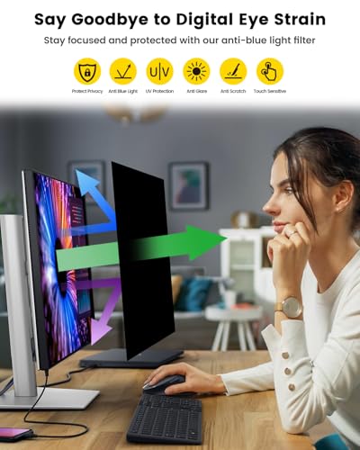 FFORITO F FORITO 23.8 Inch 16:9 360°Privacy Screen Protector for Computer Monitor, Removable Eye Protection Anti Blue Light Anti Glare Computer Screen Privacy Shield for 23.8" Widescreen Monitors - Image 4