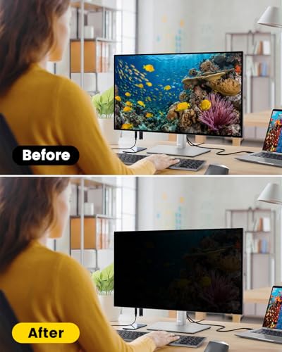 FFORITO F FORITO 23.8 Inch 16:9 360°Privacy Screen Protector for Computer Monitor, Removable Eye Protection Anti Blue Light Anti Glare Computer Screen Privacy Shield for 23.8" Widescreen Monitors - Image 3