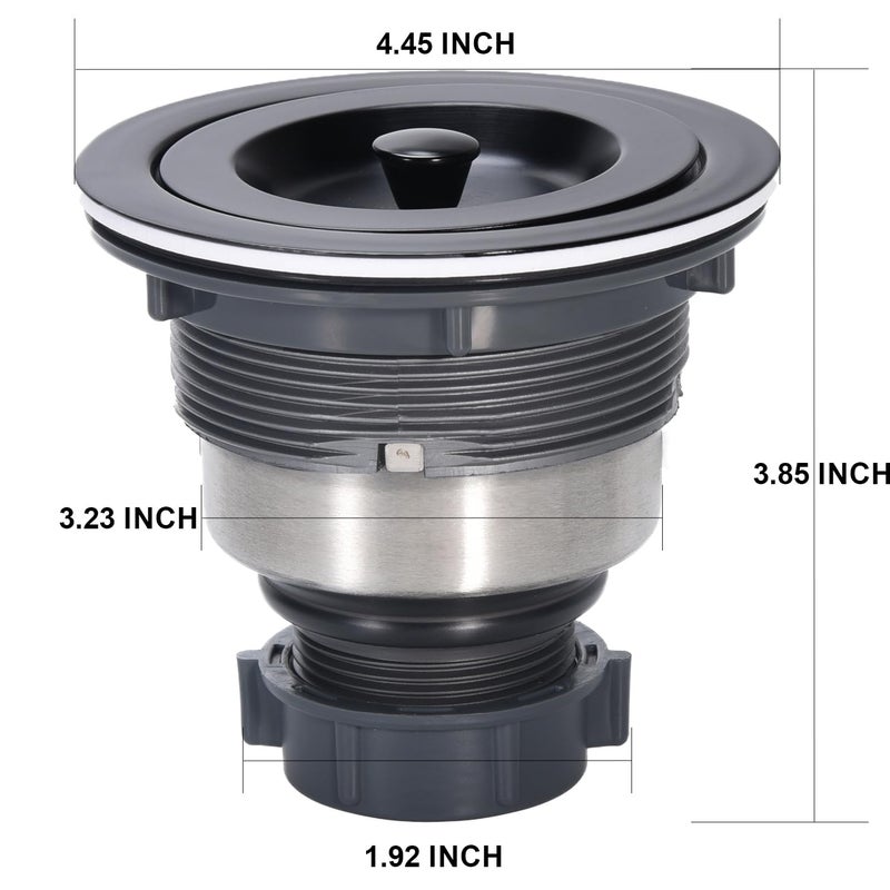 KONE Kitchen Sink Drain 3-1/2 Inch Black Sink Drain Assembly Kit, Removable Deep Sink Strainer Basket with Sink Stopper/Sealing Lid for Home, Kitchen, Stainless Steel - Image 5