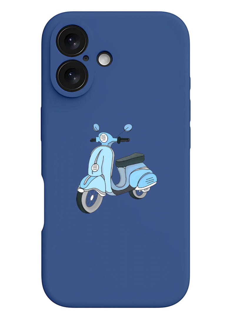 Theodor iPhone 16 Plus Blue Protective Slim Fit Case Liquid Silicone Cover with Full Body Protection Anti-Scratch Shockproof Case For iPhone - Vespa - Image 1