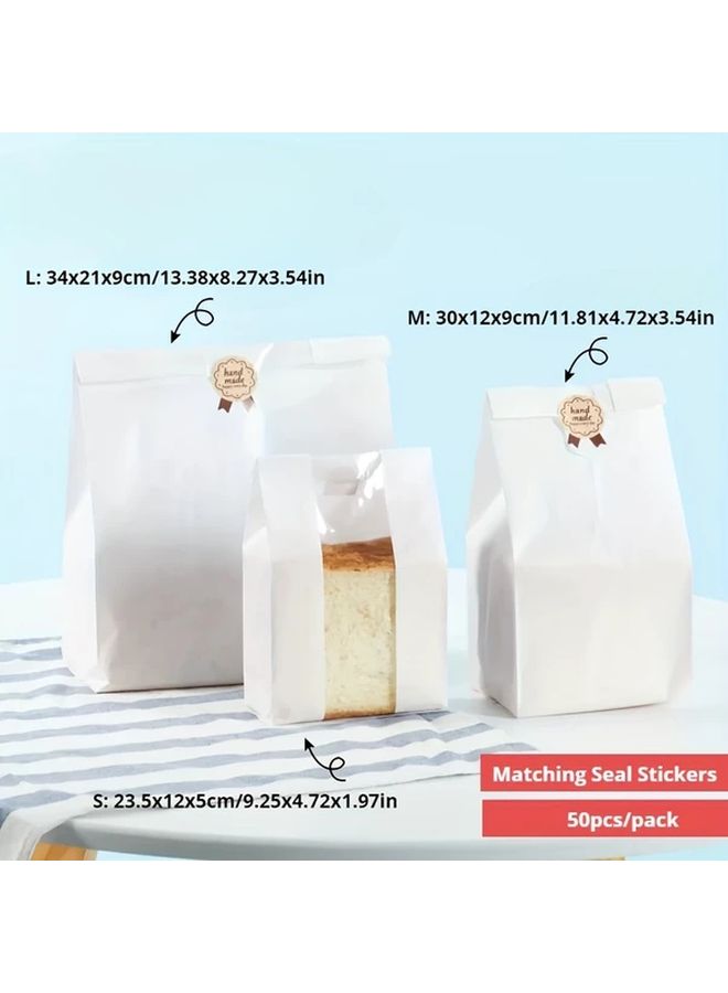 White Bakery Paper Bags With Clear Window 50pcs Large Size For Bread Cookies Snacks - Image 5