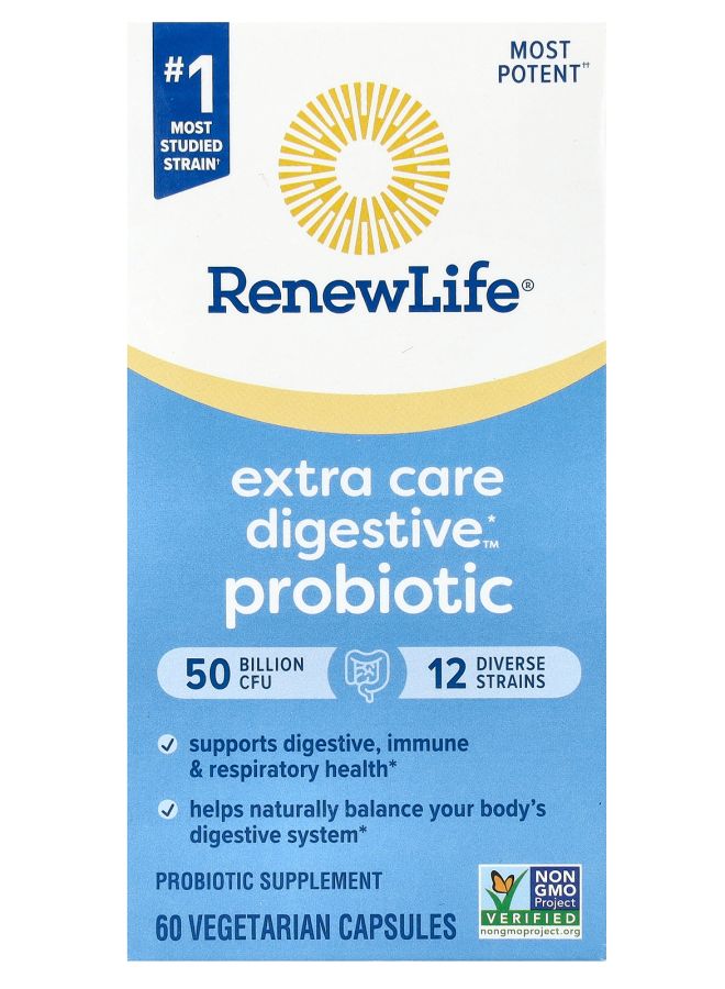 بروبيوتيك هضمي للعناية الإضافية 50 مليار CFU 60 كبسولة نباتية