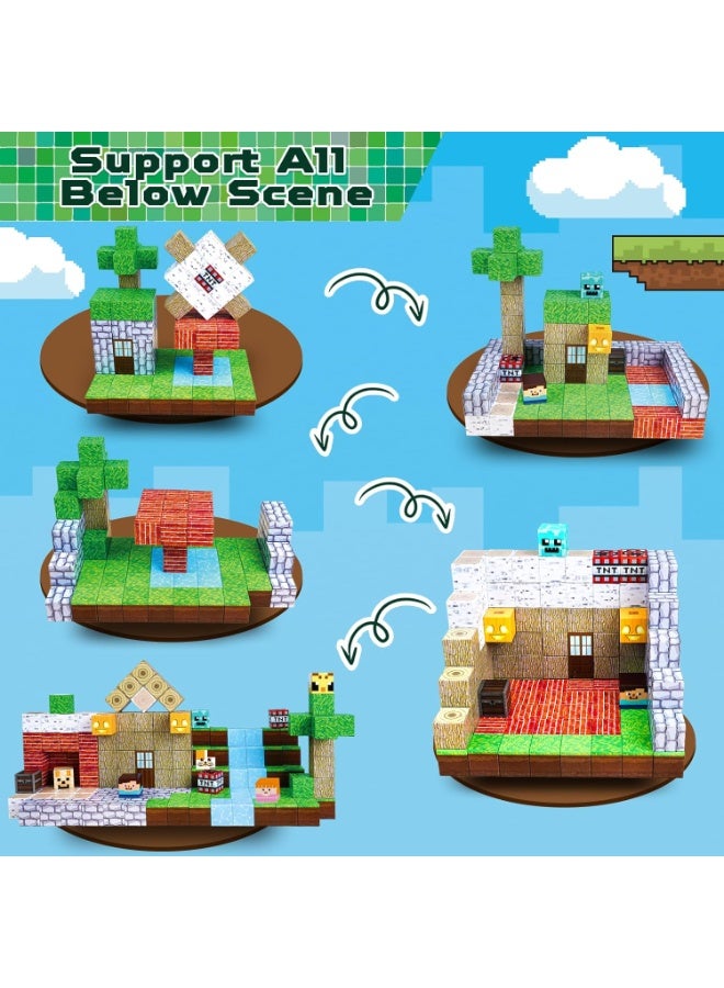 150 PCS Magnetic Blocks – Build Mine Magnet World & Creative Magnet Cubes Construction Set, STEM Sensory Toys for Kids, Boys & Girls Ages 3-10, Classroom & Birthday Gifts - Image 3