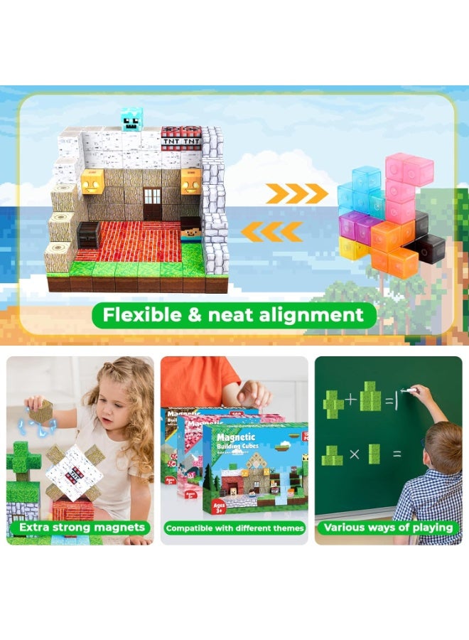 150 PCS Magnetic Blocks – Build Mine Magnet World & Creative Magnet Cubes Construction Set, STEM Sensory Toys for Kids, Boys & Girls Ages 3-10, Classroom & Birthday Gifts - Image 5