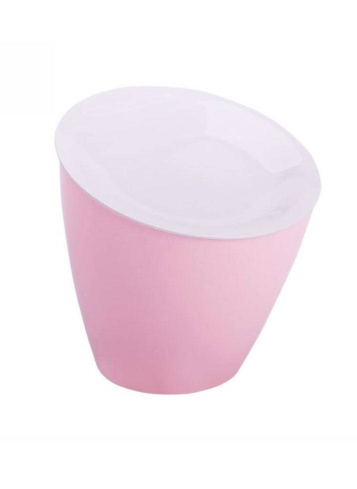 DUSALA Make Your Space More Tidy, Tidy and Sanitary 1.8l Desktop Trash Can, Small Portable Acrylic Garbage Can with Lid, Creative Home Office Countertop Waste Can Wastebasket Used in Bathroom, Bedroom, Home  - Image 1