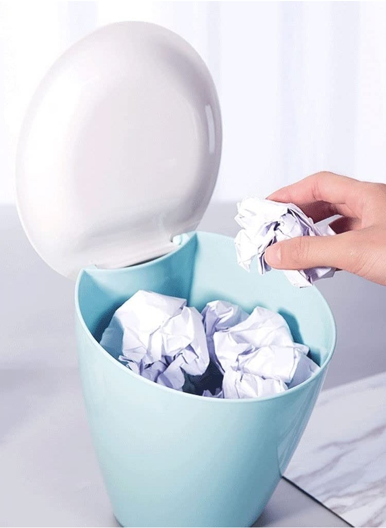 DUSALA Make Your Space More Tidy, Tidy and Sanitary 1.8l Desktop Trash Can, Small Portable Acrylic Garbage Can with Lid, Creative Home Office Countertop Waste Can Wastebasket Used in Bathroom, Bedroom, Home  - Image 3