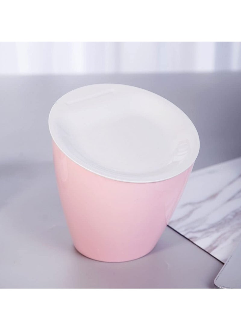 DUSALA Make Your Space More Tidy, Tidy and Sanitary 1.8l Desktop Trash Can, Small Portable Acrylic Garbage Can with Lid, Creative Home Office Countertop Waste Can Wastebasket Used in Bathroom, Bedroom, Home  - Image 4
