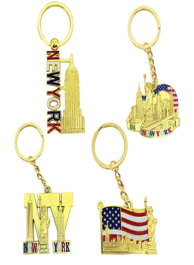 TSY TOOL 12 Pack Gold NYC Souvenir Keychain Collection New York Metal Keychain Ring Bundle Includes Empire State, Freedom Tower, Statue Of Liberty, USA Flag,NY Cab, Bottle Opener too And More - Image 4