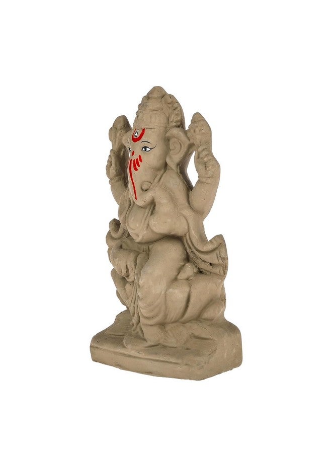 SAUDEEP INDIA SAUDEEP INDIA Mitti Ganesh Idol | Eco-Friendly Handcrafted Mud/Clay Ganesh Murti | Ganpati Figurine for Visarjan | Biodegradable Lotus Ganesha Statue | Ganesh Chaturthi - Image 3