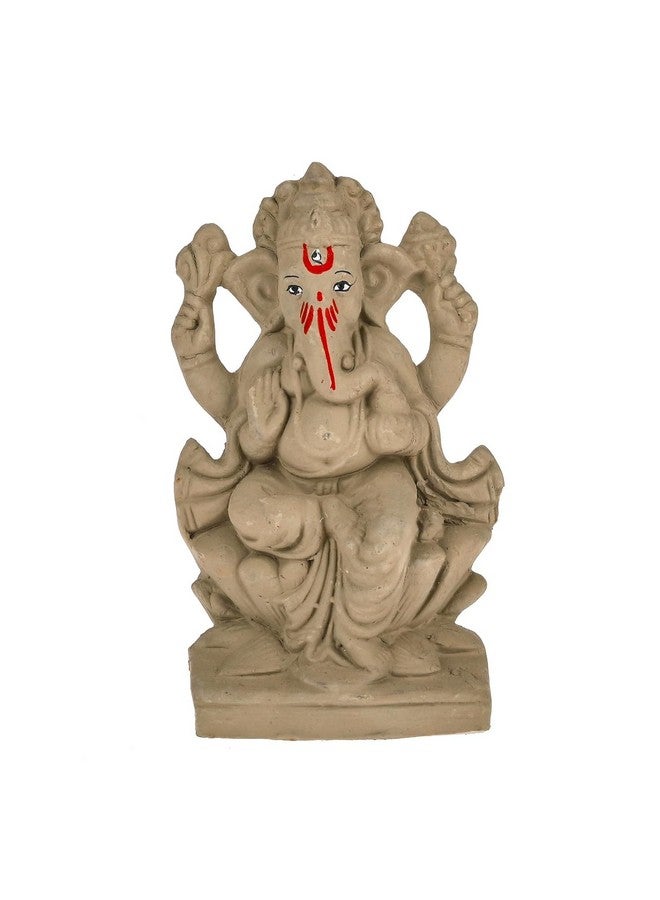 SAUDEEP INDIA SAUDEEP INDIA Mitti Ganesh Idol | Eco-Friendly Handcrafted Mud/Clay Ganesh Murti | Ganpati Figurine for Visarjan | Biodegradable Lotus Ganesha Statue | Ganesh Chaturthi - Image 2