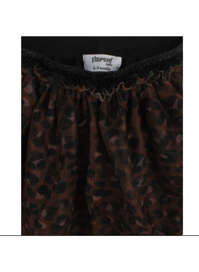 playmore Baby Girls Tulle Skirt – Black & Brown Printed - Image 3