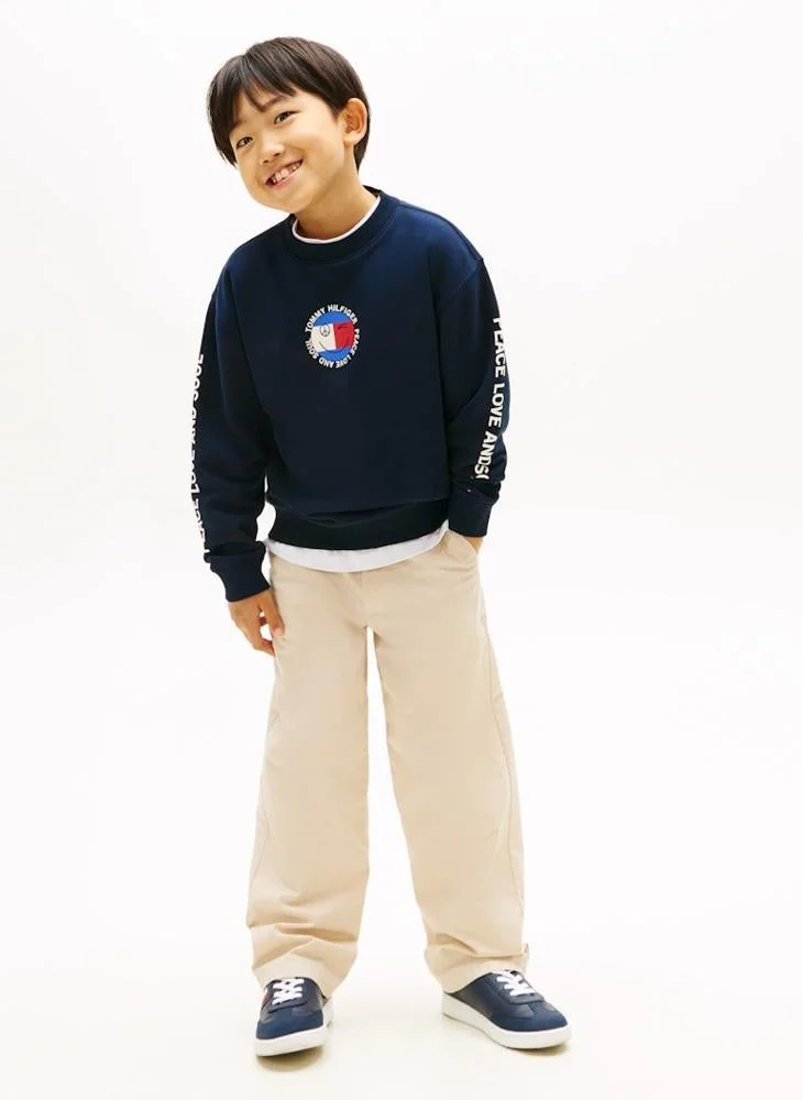 Tommy Hilfiger Dark Night Navy Smiley Flag Back Logo Terry Sweatshirt for Men | Best Price UAE