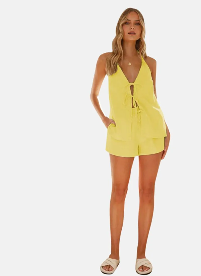 يونيكي Yellow Top With Shorts Co-Ords