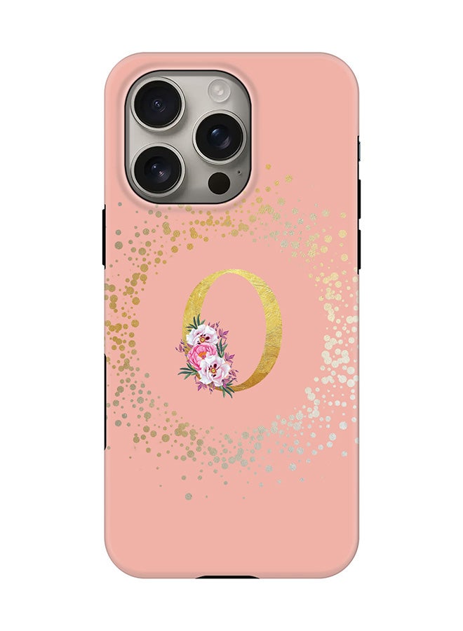 Stylizedd Tough Pro Magnetic Case for iPhone 16 Pro, Dual Layer hybrid PC + TPU Mobile Cover Matte - Custom Monogram Floral - O  (Rose Pink ) - Image 1