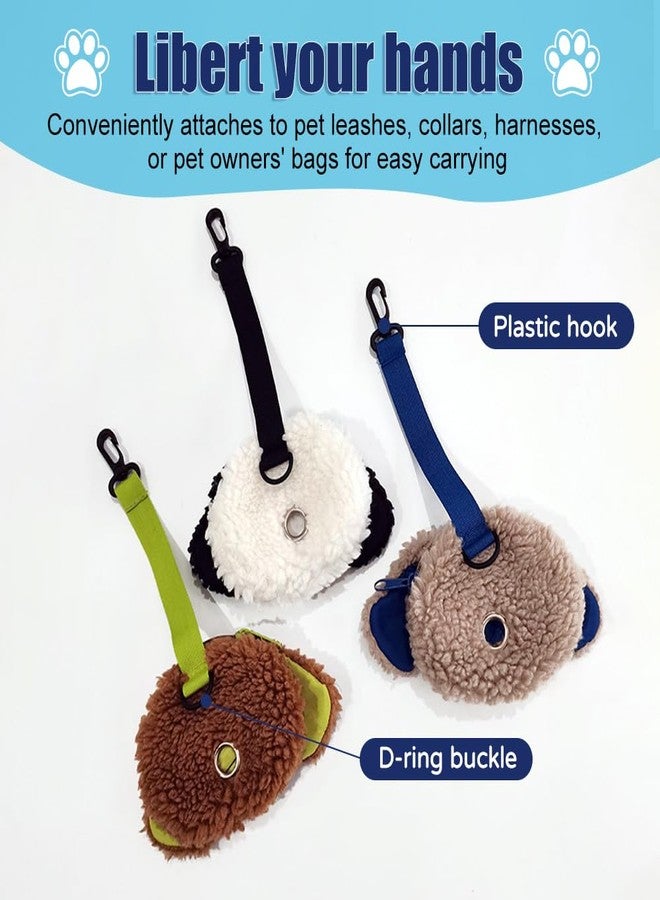 MiOYOOW Dog Poop Bag Holder, Portable Plush Puppy Waste Bag Dispenser with Leash Attachment, Cute Small Doggy Zipper Pouch for Pet Dogs Walking Camping Vacation Travel - Image 5
