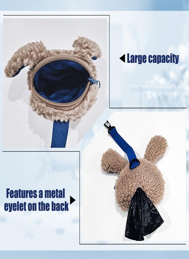 MiOYOOW Dog Poop Bag Holder, Portable Plush Puppy Waste Bag Dispenser with Leash Attachment, Cute Small Doggy Zipper Pouch for Pet Dogs Walking Camping Vacation Travel - Image 4