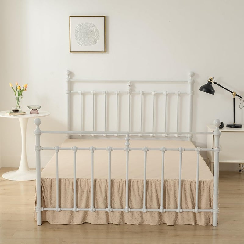 TSUTOMI Tufted Dot Bed Skirt Queen Size Ruffled Bed Skirt With Split Corners  Queen Bed Skirt 14 Inch Drop  Boho Queen Size Bed Skirt Camel For Ruffled Bed Skirt With Split Corners  Bed Skirt Queen Size - Image 5