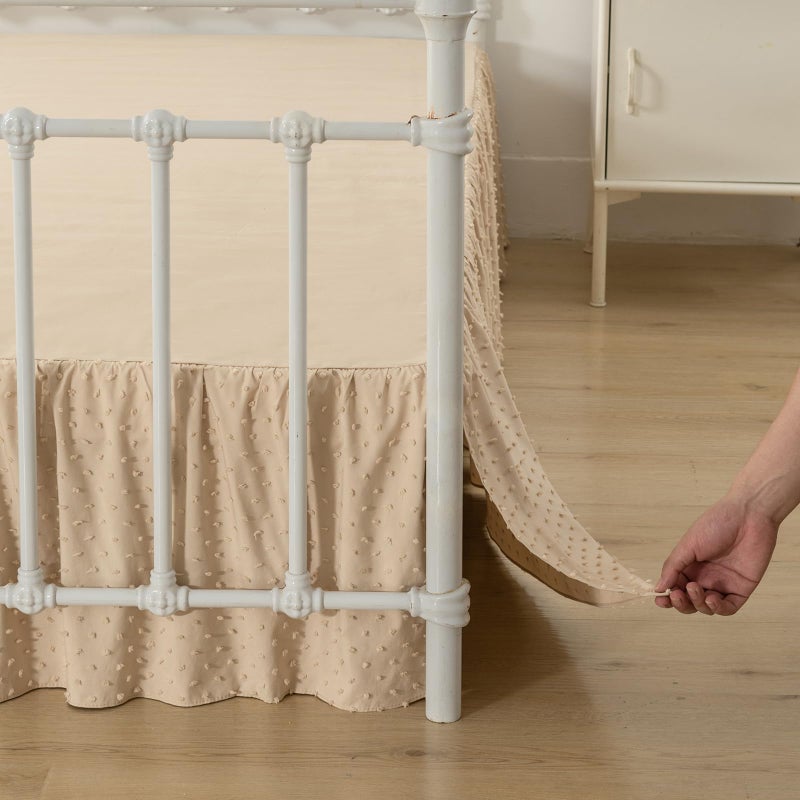 TSUTOMI Tufted Dot Bed Skirt Queen Size Ruffled Bed Skirt With Split Corners  Queen Bed Skirt 14 Inch Drop  Boho Queen Size Bed Skirt Camel For Ruffled Bed Skirt With Split Corners  Bed Skirt Queen Size - Image 2