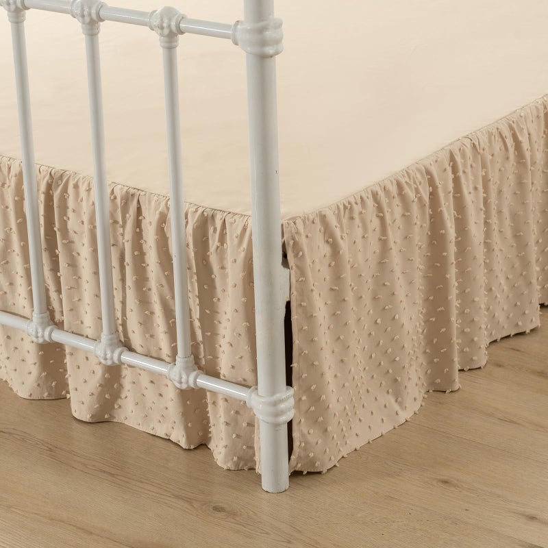TSUTOMI Tufted Dot Bed Skirt Queen Size Ruffled Bed Skirt With Split Corners  Queen Bed Skirt 14 Inch Drop  Boho Queen Size Bed Skirt Camel For Ruffled Bed Skirt With Split Corners  Bed Skirt Queen Size - Image 1