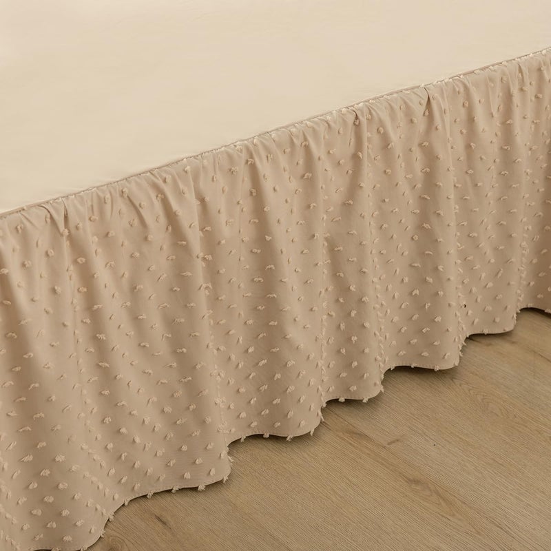 TSUTOMI Tufted Dot Bed Skirt Queen Size Ruffled Bed Skirt With Split Corners  Queen Bed Skirt 14 Inch Drop  Boho Queen Size Bed Skirt Camel For Ruffled Bed Skirt With Split Corners  Bed Skirt Queen Size - Image 3