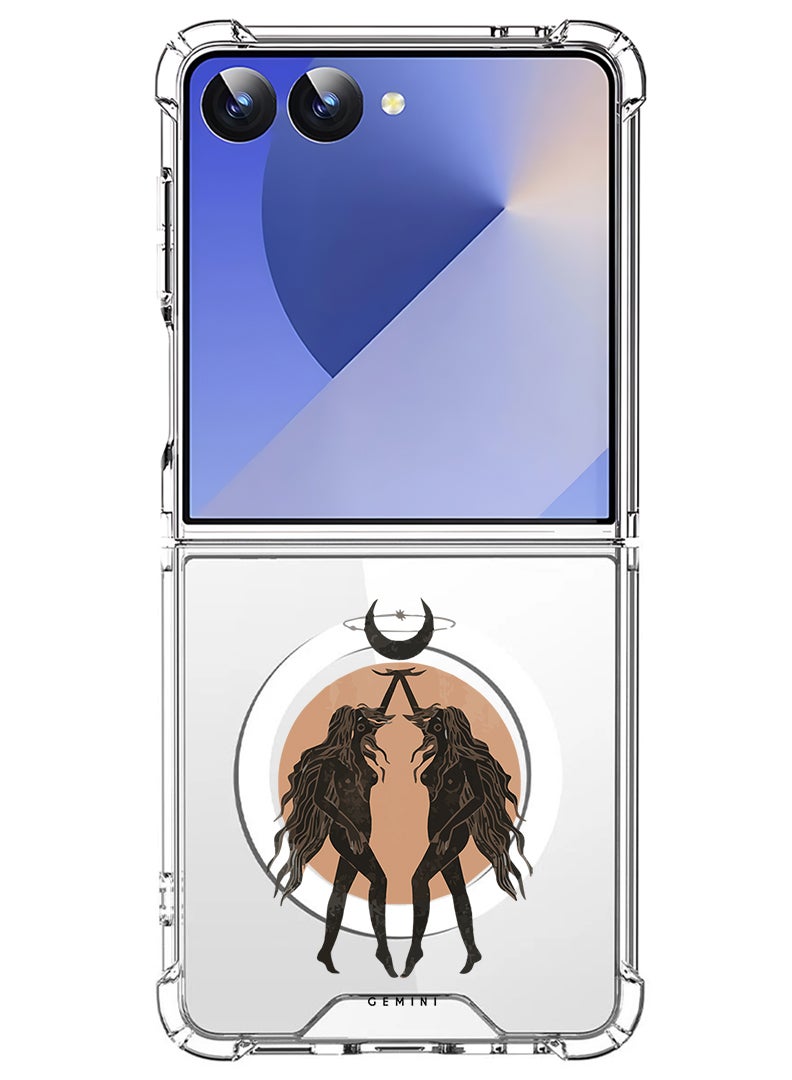 Theodor Magnetic Case for Samsung Galaxy Z Flip 7 Compatible with MagSafe Wireless Charging, Shockproof Phone Bumper Cover Gemini - Image 1