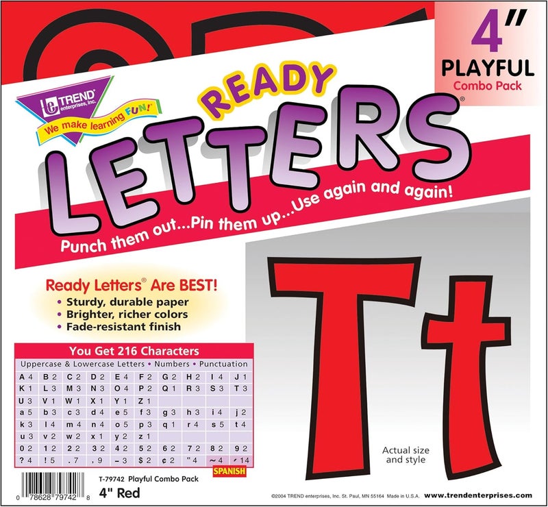 TREND Enterprises Red 4" Playful Combo Ready Letters Set - Image 3