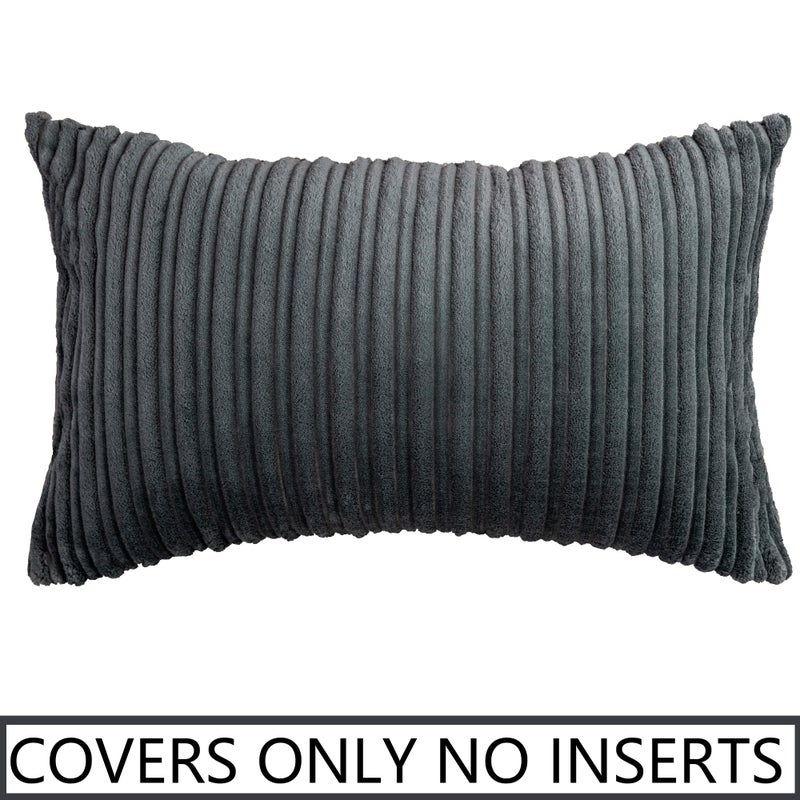 UGS UGASA UGASA Velvet Pillow Covers Striped Decorative Throw Pillow Cover Cushion Case with Hidden Zipper for Home Couch/Bedroom/Car, Soft Cozy Solid Oblong, 1 Piece (12"x20", Dark Grey) - Image 5