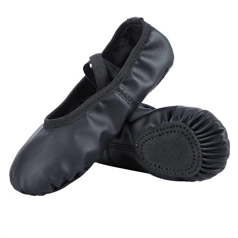 Dynadans Soft Leather Ballet Shoes/Ballet Slippers/Dance Shoes for Girls and Boys (Toddler/Little/Big Kid/Women)-Black-3M Big Kid - Image 1