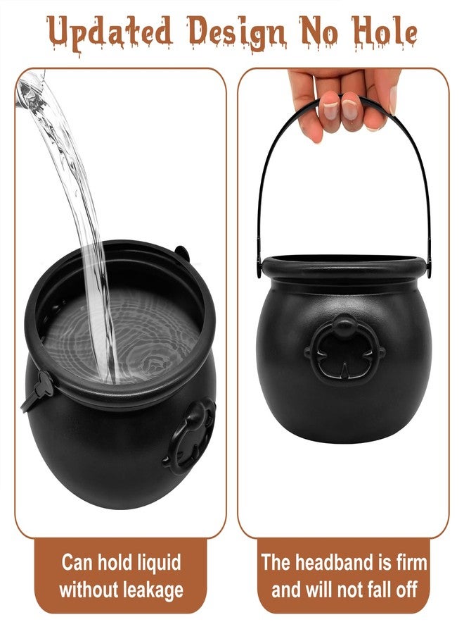 SpinLaLa 8" Plastic Black Cauldron Kettle Halloween Candy Bowl, Large Witch Cauldron Pot Bucket for Halloween Decorations Trick or Treat Party Supplies - Image 3