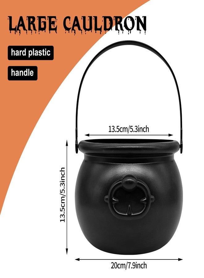 SpinLaLa 8" Plastic Black Cauldron Kettle Halloween Candy Bowl, Large Witch Cauldron Pot Bucket for Halloween Decorations Trick or Treat Party Supplies - Image 2