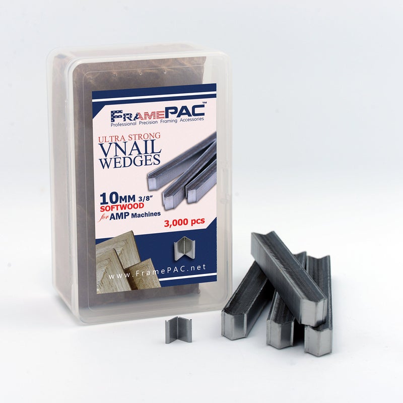 Framepac V Nails For Picture Frames Softwood (Amp) 10Mm (3/8 Inch) [3000 V-Nail Pack Stacked] - (For Use In Automatic V Nailer For Picture Framing Automatic V Nailer For Picture Frames) - Image 1