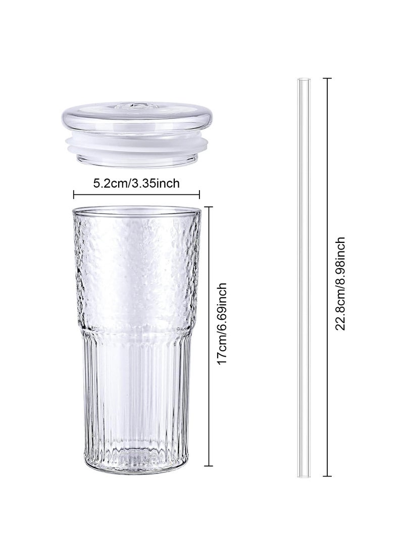 2-Pack 600ml Glass Tumbler Set with Lids and Straws, Heat-Resistant High Borosilicate Glass Cups for Iced Coffee, Juice, Tea, Milkshakes  - Image 2