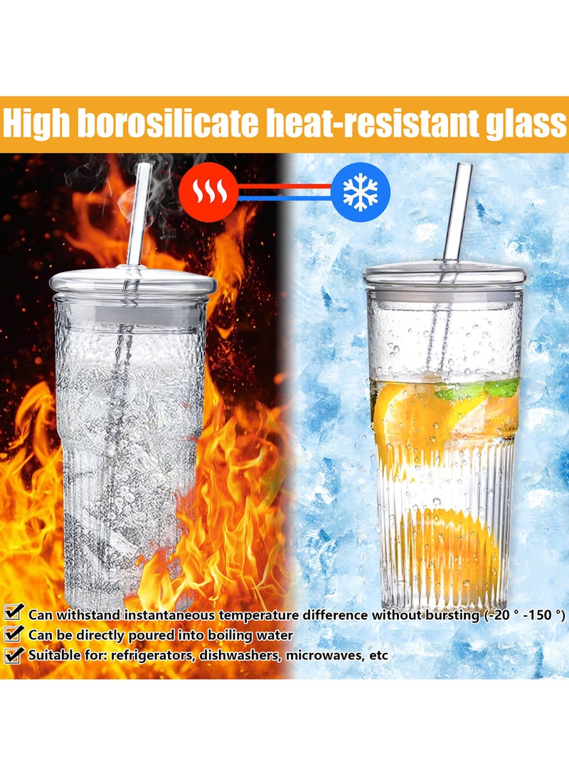 2-Pack 600ml Glass Tumbler Set with Lids and Straws, Heat-Resistant High Borosilicate Glass Cups for Iced Coffee, Juice, Tea, Milkshakes  - Image 3