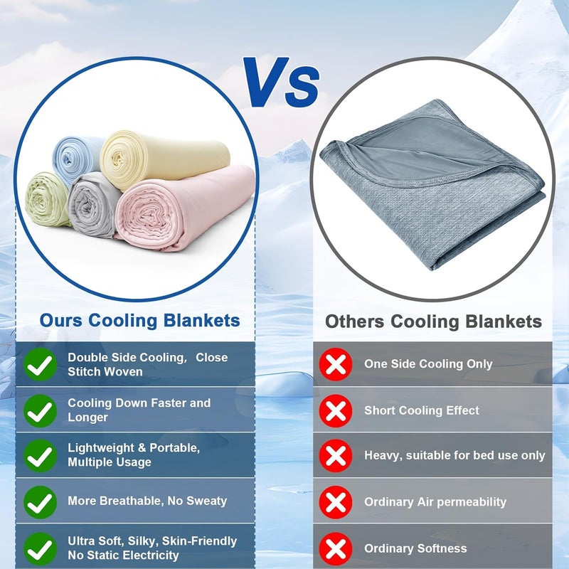 PHF Reversible Double Cooling Blanket Queen Size, Soft Arc-Chill Q-Max>0.5 Thin Summer Throw for Hot Sleepers,Breathable Lightweight Portable Silky Durable Single Layer for Home Office Travel Car,Pink - Image 4