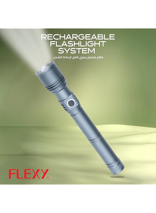 Flexy Rechargeable Flashlight 30W Laser LED 3000 Lumens 1800m Range 8000mAh Battery Zoomable Focus Durable Aluminum Body Type C Charging 2 Year Warranty.  - Image 2