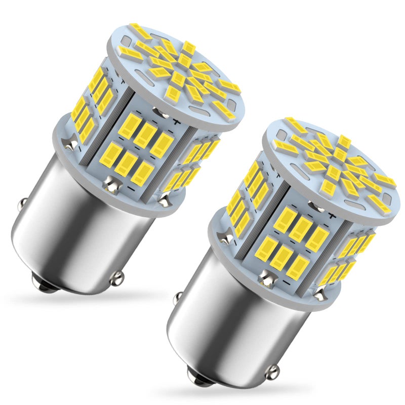 Melphan-Auto 1156 Led Bulb Reverse Light, 1141 1003 7506 BA15S Bulbs, 12V-24V 54SMD Used for Truck Car Backup Reverse Lights, Tail Parking Lights,Camper Trailer RV Interior Light, 2pcs White - Image 1