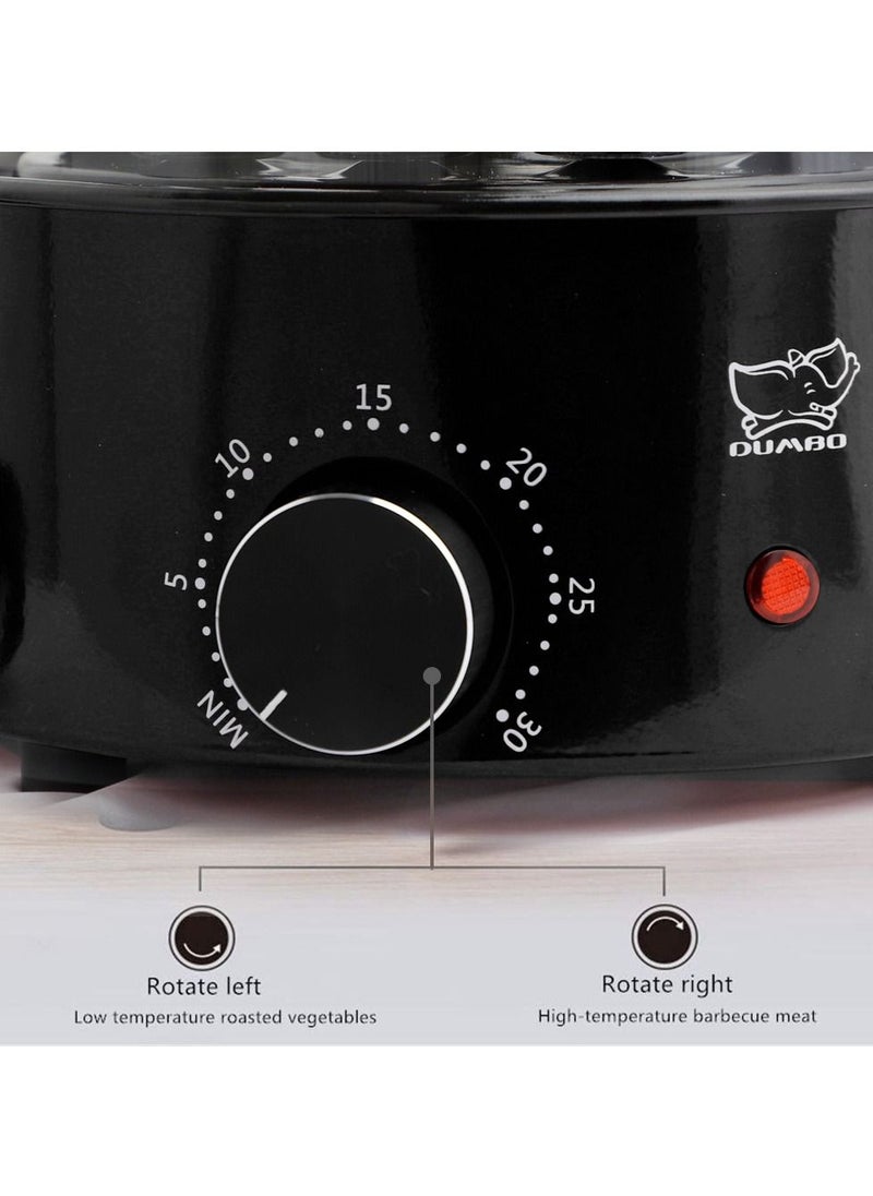 DUMBO - Electric 360° Automatic Rotating Smoke-free Grill BBQ Machine Timed 1100W TK-12D Black - Image 1