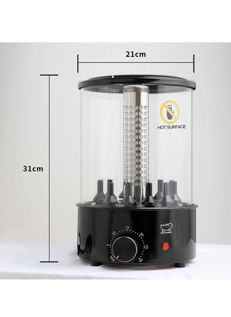 DUMBO - Electric 360° Automatic Rotating Smoke-free Grill BBQ Machine Timed 1100W TK-12D Black - Image 1