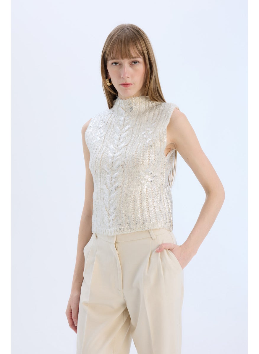 DeFacto - Woman Regular Fit Half Turtleneck Shiny Knitted Pullover - Image 1