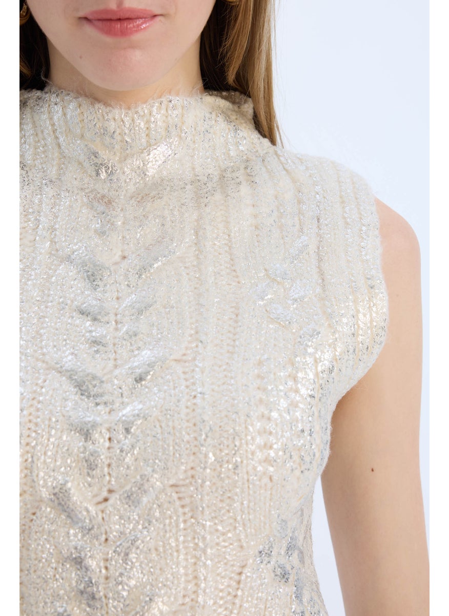 DeFacto - Woman Regular Fit Half Turtleneck Shiny Knitted Pullover - Image 1