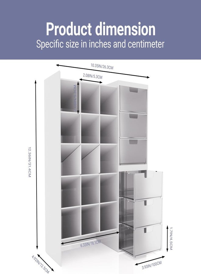 whillar White Plastic Desktop Organizer - Stackable Office Desk Supplies Storage, Stationary,Marker,Crayon Organizer with Drawer - Perfect for Office, School, or Makeup Storage - Image 2