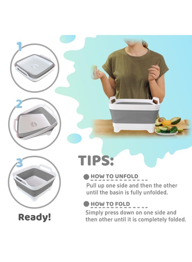 Bukela Collapsible Wash Basin for Baby Bottles - 2.4 Gallons Portable Wash Bin for RV Camping Sink, Space-Saving Dish Tub - Image 4